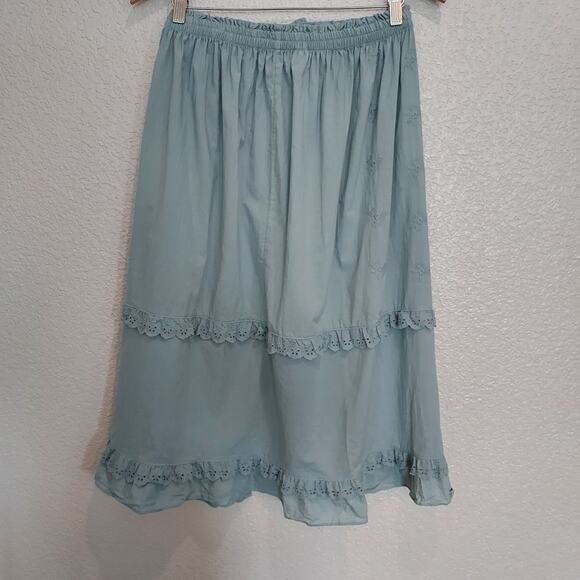 Eline Eyelet Light Chambray Maxi Ruffle Skirt - Picture 5 of 8
